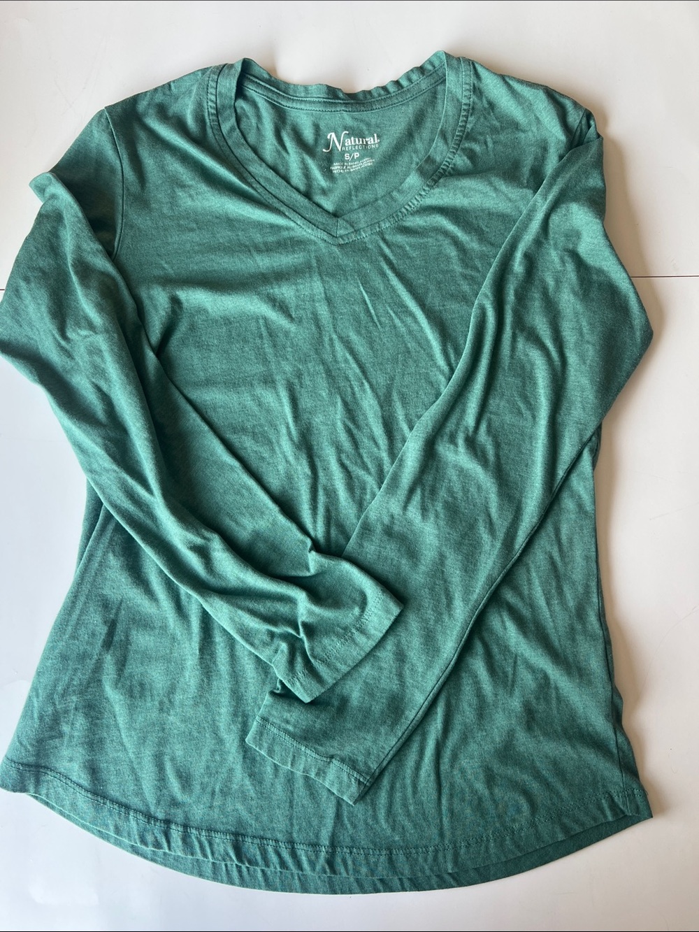 Natural Reflections Soft Women's Long Sleeve V-Neck Tee in Teal